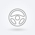 Steering wheel outline icon. Car rudder line sign. Driver and drive logo. Vector illustration